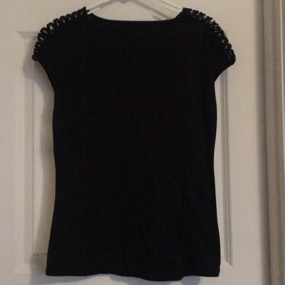 Black tee with shoulder embellishment
